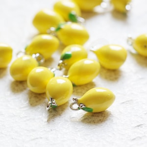 One Piece Enamelled on Brass Charm - Lemon 13x7mm (4405C)
