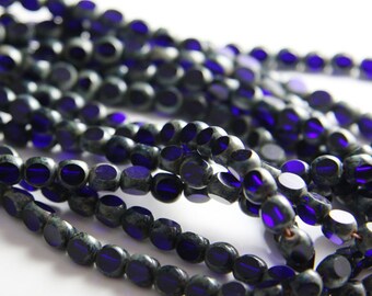 50pcs Czech Fire Polish Tri-Cut -Cobal Blue 6mm (FP50006) D*