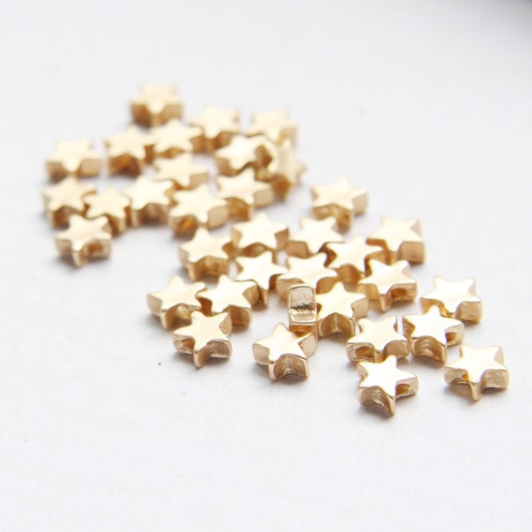 14pcs Matte Gold Tone Base Metal Spacer - Star 6x6mm (151C-Q-44)