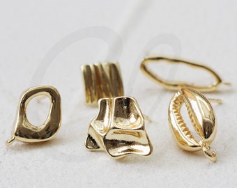 2 Pieces (One Pair) Gold Plated Brass Earring Post (4660C)
