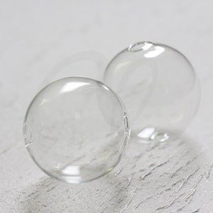4 Pieces Hand Blown Hollow Glass-Round Clear Two Hole 35mm (17H2)