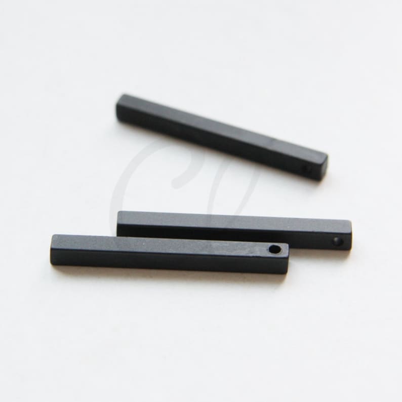 Rectangle 30x3mm 1715C 4 Pieces Premium Matte Black Plated Brass Base Square Bar