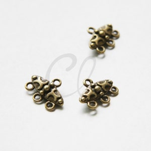12 Pieces Antique Brass Tone Base Metal Multiple Hole Bars - Earring Components 13x17mm (21540Y-A-478)A8