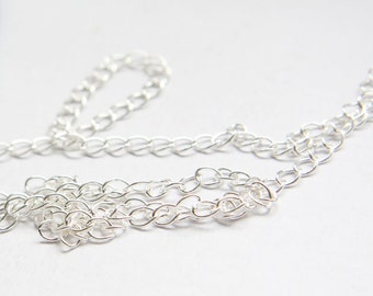 6 Feet Premium Silver Plated Brass Extension Chains - Waved Oval 5x4mm (421C09)(160SB4)