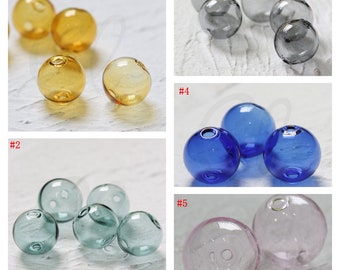 4 Pieces Hand Blown Hollow Glass Beads With Regular 2 Holes (18H)