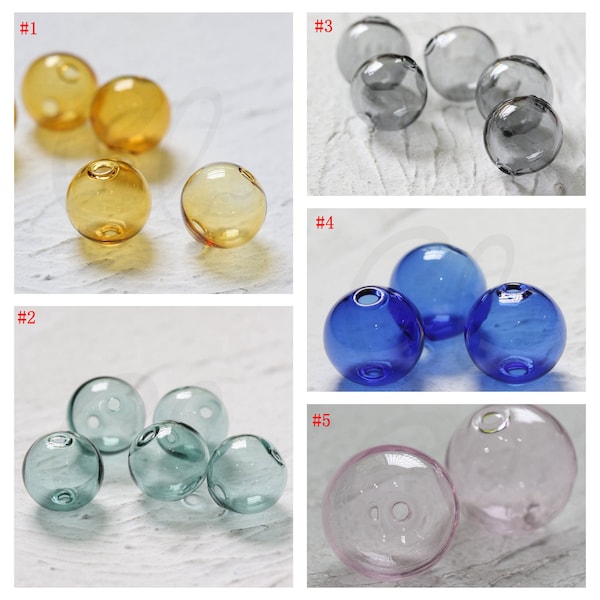 4 Pieces Hand Blown Hollow Glass Beads With Regular 2 Holes (18H)