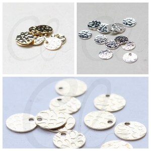 Solid Brass Brass Charms - Tag - Round - Textured - Coin 8mm (3801C-V-165)