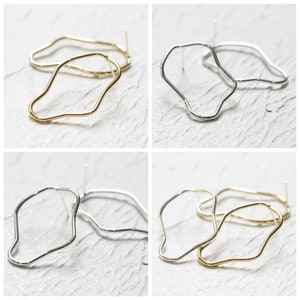 Solid Hand Soldered Brass Earring Post with Sterling Silver Pin - Irregular 37x23mm (4330C)