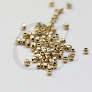 50 Pieces Raw Brass Faceted Ball Spacer - Metal Seed Bead - 1.76x1.66mm (3876C-V-283A)