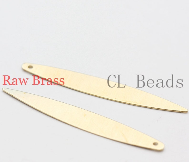 20 Pieces Raw Brass Long Oval Charm 42x6mm 1841CX-S-108 image 1