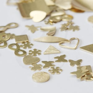 Solid Raw Brass No Hole Component - Crescent Link - Geometry - Moon - Heart - Star (4527C)