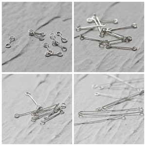 4 Pieces Solid Sterling Silver Finding - Link - Connector - Double Sided Eye Pin (4295C)
