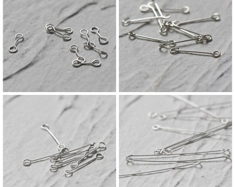 4 Pieces Solid Sterling Silver Finding - Link - Connector - Double Sided Eye Pin (4295C)