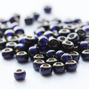 10 Grams Japanese Miyuki 6/0 Seed Bead - Indigo Navy Blue Silverlined Duracoat - 4mm (6M4-4282-U-276)