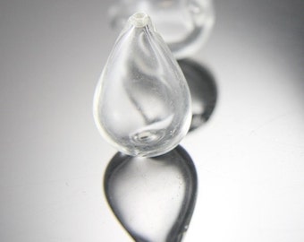 6 Pièces Hand Blown Hollow Glass Beads-Teardrop Two Hole 17x26mm (17H5-4)