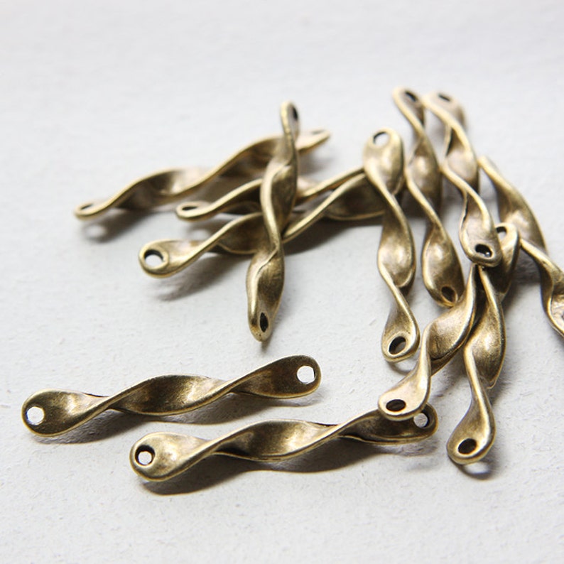 12 Pieces Antique Brass Tone Oxidized Silver Tone Base Metal Fancy Links-38x5mm 12242YD-81A29 image 3