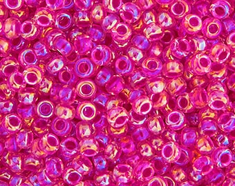 10 Grams Japanese Miyuki 11/0 Seed Beads - Crystal Hot Pink Lined AB - 2mm (11M10-110355-N-47)