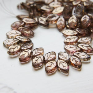 10 Pieces Czech Glass Leaves - Crystal Bronze Lustre 12x7mm (2723-273400s-M-7)