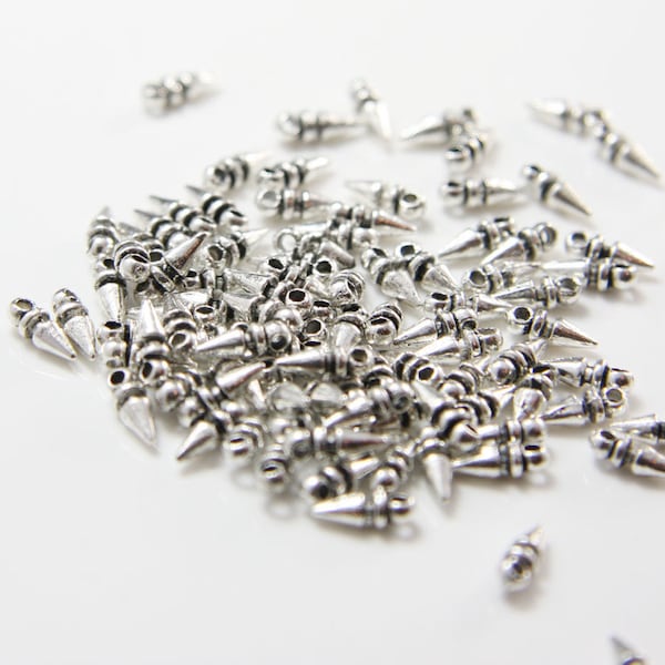 100 Pieces Oxidized Silver Tone Base Metal Spacers-Conical or Spike 8x3mm (12104Y-A14)