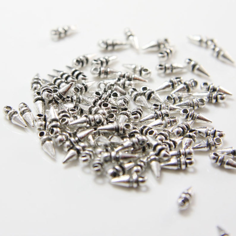 100 Pieces Oxidized Silver Tone Base Metal Spacers-Conical or Spike 8x3mm 12104Y-A14 image 1