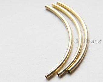 30 Pieces Raw Brass Curved Tube 2x50mm with ID 1.4mm (1686C-T-5)