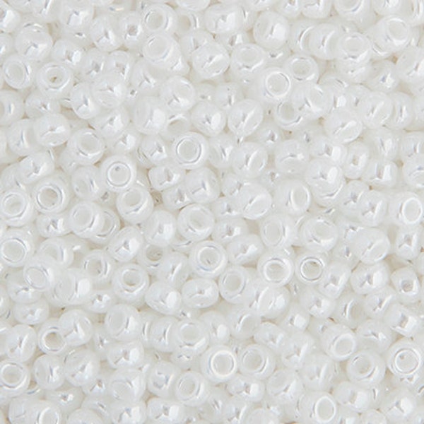 10 Grams Japanese Miyuki 11/0 Seed Beads - White Pearl Opaque Luster - 2mm (11M11-110420-Q-309)