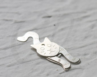 One Set (Head-Body-Tail) 925 - Sterling Silver Cat Charm (3992C)