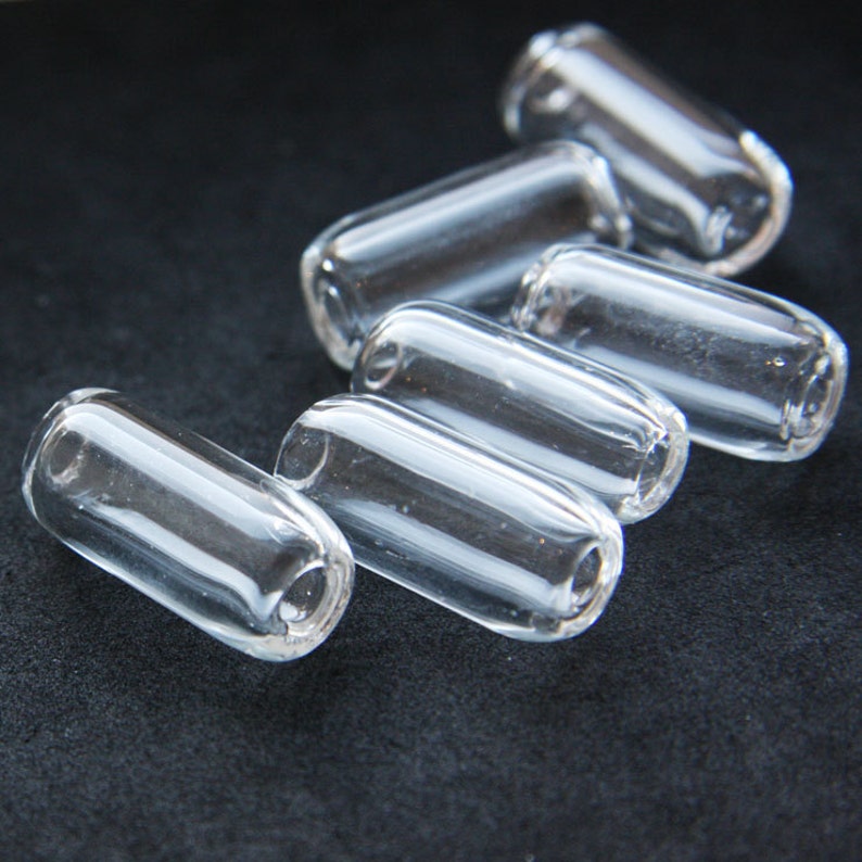 6 Pieces Hand Blown Hollow Glass Beads Tube Clear 23x12mm Etsy