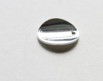 2 Pieces Premium Silver Plated Brass Base Curved Tags - Round - Disc 12mm (1875C)