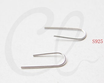 Two Pieces (One Pair) White Gold Plated on S925 Sterling Silver Earring Hooks (WG117)