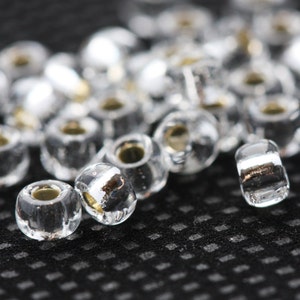10 Grams Japanese Miyuki 6/0 Seed Bead - Crystal Silver Lined - 4mm (6M3-001-Q-723)