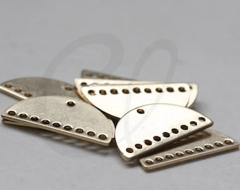 20 Pieces Raw Brass 10 Holes Half Circle - Moon - Charm 21x10.5mm (3848C-V-189)