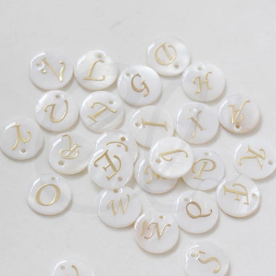 Natural Shell With Gold Alphabet Charm Alphabet Letter - Etsy