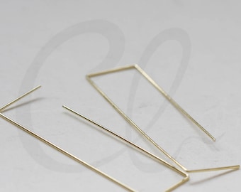 20 piezas de latón crudo ganchos de pendiente - alambres de oído - ganchos rectangulares 50x15 mm (3807C-V-169)