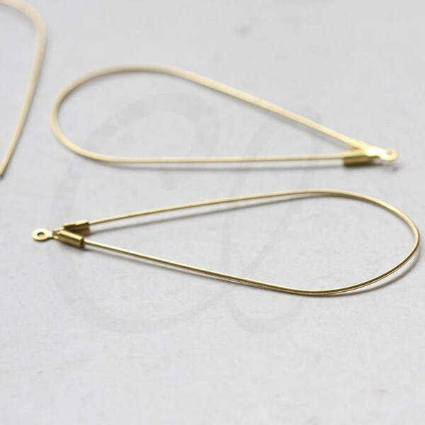 10 Pieces (5 Pairs) Raw Brass Brass Base Earring Hooks - Teardrop - Tear 54.4x25.6mm (3450C-V-5)