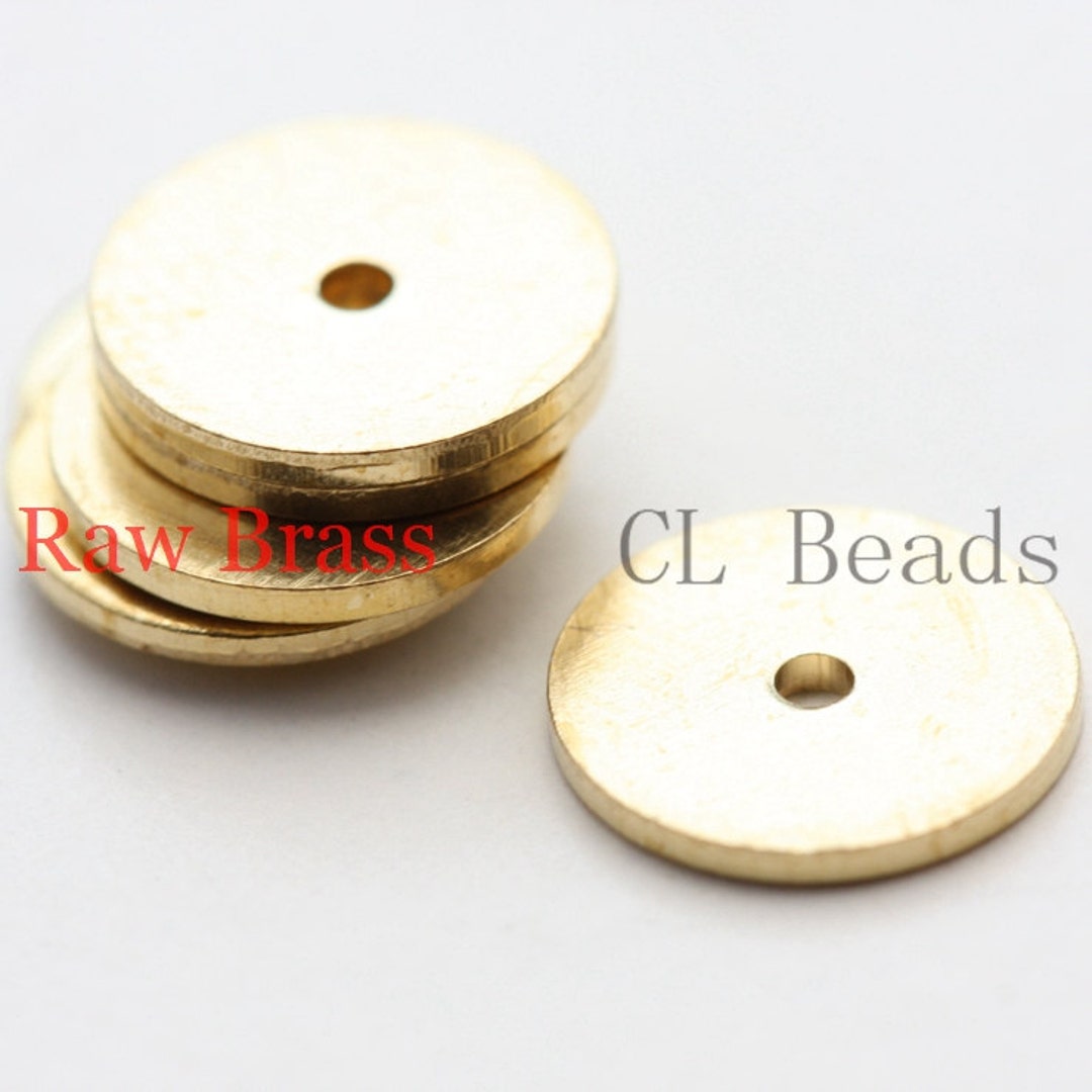 30 Pieces Raw Brass Center Hole Round Disc 10mm 1861CU94 Etsy