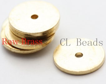 30 Pieces Raw Brass Center Hole Round Disc - 10mm (1861C-U-94)