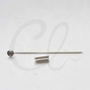 2 Sets Premium Silver Plated Brass Base Stick Pin Clutch - Brooch - 5mm pad size with 55mm long (1810C-I-116J)