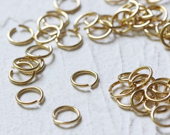 100 Pieces Raw Brass Brass Base Jump Rings- 8x1mm (4287C-F-323)