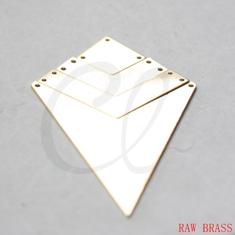4 Sets Raw Brass Triangle Charm Geometry 73x40mm Etsy