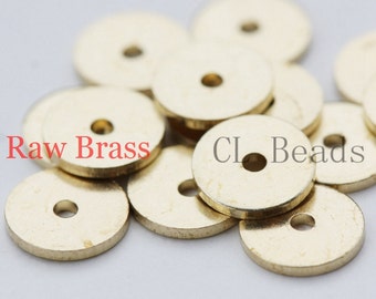 40 Pieces Raw Brass Center Hole Round Disc - 8mm (1836C-U-84)