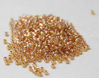 10 Grams Japanese Miyuki 11/0 Seed Beads - Dark Gold Silver Lined AB - 2mm (11M3-111004-M-654)