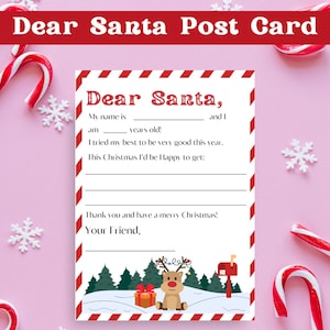 Lieber Santa Brief, Weihnachtsbrief für Kinder, druckbarer Brief an Santa, Kinderwunschliste, Kinderweihnachtsaktivität, Was ich mir für Weihnachten wünsche