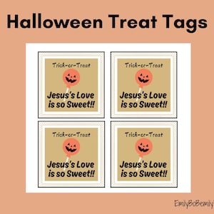 Christian Halloween Treat Tag, Trick or Treat Bag, Jesus Candy Tags for Halloween, Fall Gift Tag, Classroom Party Favor, Office Party Gift