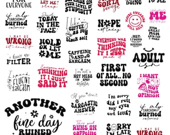 Sarkasmus SVG-Bundle, Sarkasmus Clipart für Cricut, Sarkasmus Silhouette, Sarkasmus Zitate Vektor, T-Shirt-Design, Sarkasmus Schnittdateien.