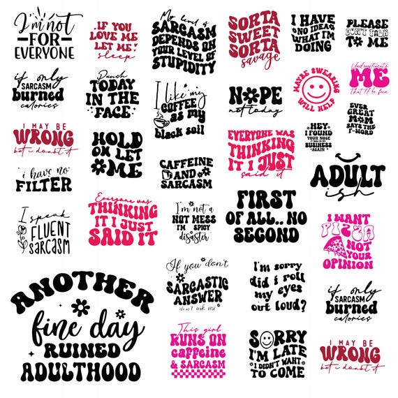 Sarcasm Svg Bundle, Sarcasm Clipart For Cricut, Sarcasm Silhouette, Sarcasm Quotes Vector, T-Shirt Designs, Sarcasm Cut Files.