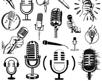 Microphone Svg, Microphone Clipart, Svg files for cricut, Microphone Cut Files, Microphone Cricut, Floral Microphone, Digital download