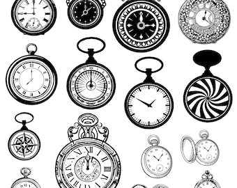 Pocket Watch svg Bundle, Vintage Pocket Watch Clipart, Pocket Watch Vector, Watch Decal, Pocket Watch Cut Files, Pocket Watch Silhouette.