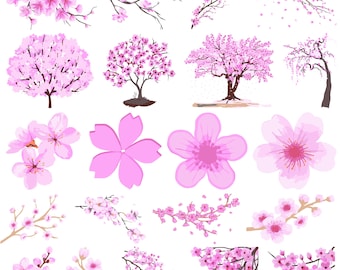 Cherry Flower SVG Bundle, herry Flower vector, Cherry Flower clipart, Cherry Blossom svg, Pink Flowers Svg,Cherry Branch Png,