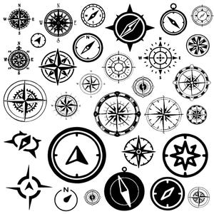 Compass Svg Bundle, Compass Clipart For Cricut, Nautical Silhouette, Compass Vector, Compass Designs, Compass Cut Files.